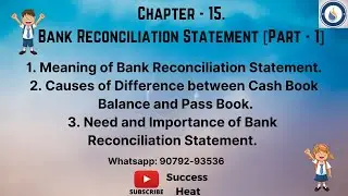 #1| Meaning, Causes, Need and Importance of Bank Reconciliation Statement |Accounts |#Successheat ||