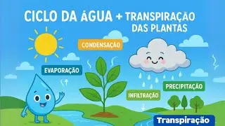 O ciclo da &aacute;gua f&aacute;cil- evapora&ccedil;&atilde;o, condensa&ccedil;&atilde;o precipita&ccedil;&atilde;o, infiltra&ccedil;&atilde;o e transpira&ccedil;&atilde;o
