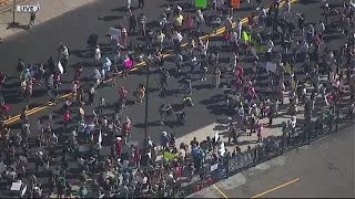 Pro-abortion rights protestors gather in Downtown Detroit after Roe v. Wade ruling