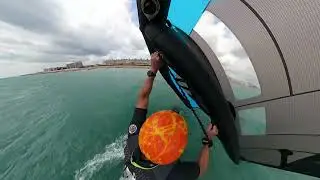 Wing Foiling gybe attempts off Worthing RRD 125 Beluga & Ensis 6.1 Spin