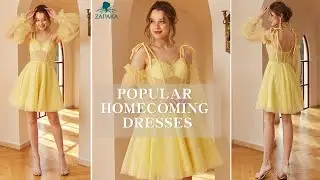ZAPAKA Yellow Spaghetti Straps Cold Shoulder Short Tulle Fit-n-Flare Party Dress