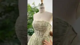 Corset tie back floral print tulle dress with removable puff sleeves #dress #corset #fashion #ootd