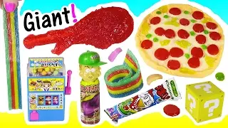 CANDY BONANZA! GIANT GUMMY Turkey LEG & PIZZA! Mario Coins Candy MACHINE! SOUR Spitting SPRAY! FUN