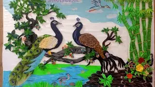 how to make quilling paper picock# paper peacock mural/ quilling 3d picock peacock mural Wall hang..