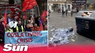 Overflowing rubbish bins on first day of strikes in Edinburgh
