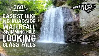 360 VR Looking Glass Falls Easiest NC Waterfall Hike & Swimming Hole 360 VR