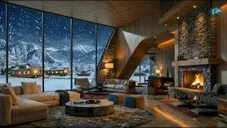 Cozy Luxury Winter Lodge Ambience ❄️ Crackling Fireplace & Relaxing Music [4K]