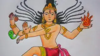 How to draw/colour Nataraja |  The Dancing Shiva  |  Easy  |  for beginners  |  On veena song