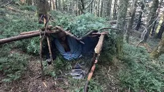 Solo Camping In Wind Storm | Building Bushcraft Shelter | Hiking on Appalachian Trail￼