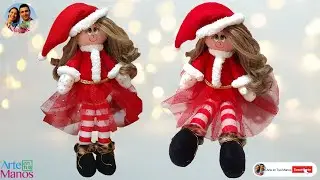 🔴Cómo Hacer MUÑECAS NAVIDEÑAS - TUTORIAL Con Arte en Tus Manos 🎅 Muñeca ISABELITA