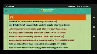 JET/ PRE PG/ PhD Second Round Cutoff List Decleared .Final Spot Counseling Start JET Pre PG PhD 2023