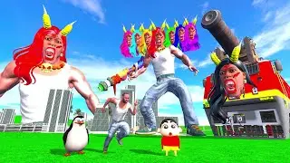 Franklin Vs Giant Colourful 7 Head Lady Monster Franklin in Indian Bike Driving 3D: