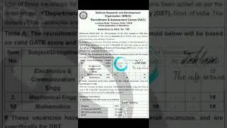 DEFENCE RESEARCH AND DEVELOPMENT ORGANISATION #DRDO SCIENTIST RECRUITMENT ADVT NOTIFICATION NO 156