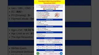 Chandigarh GMCH Nursing Officer Recruitment 2025&nbsp;