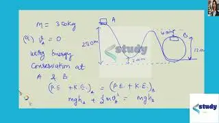 [Physics] A 350 kg roller coaster car starts from rest at point and slides down a frictionless loop