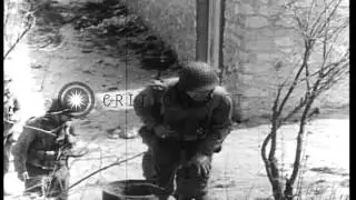 US Army infantrymen marching on a roadway in Tunisia North Africa. HD Stock Footage