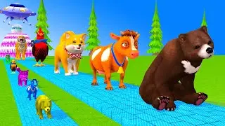 Long Slide Game With Cow Elephant Gorilla Hippopotamus Tiger 3d Animal Game Funny 3d Animals