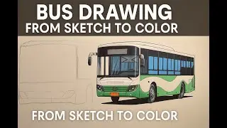 City Bus Drawing  From Simple Sketch to Realistic Green Transport Art