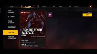LOGIN FOR VENOM BACKPACK EVENT IN FREE FIRE // FREE FIRE NEW EVENT //