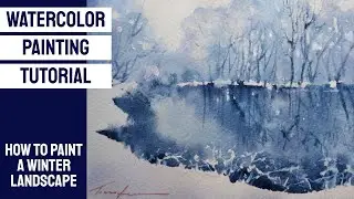 WATERCOLOR TUTORIAL - How to Paint a WINTER LANDSCAPE #sketch #dailyart #loose