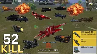 52 solo Kills 😱 With Jet + P90 vs Tank, Robot, Jet, Car war in payload 3.0 💥 || PUBG MOBILE ||