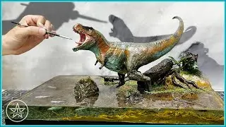 The #TyrannosaurusRex Diorama of Realistic Sexy Dinosaur hunting/ Polymer Clay/ Resin Art