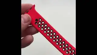ILoungeMax Solo Loop Nike Red Silicone Monobracelet | Black for Apple Watch 44mm | 42mm Size L