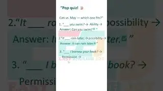 #Pop Quiz   #can vs may #permission #possibility #englishforbeginners