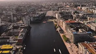 Grand Canal Dock & Capital Dock, Dublin, Ireland, 4K Aerial