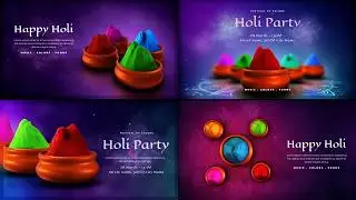 Vibrant Holi Festival Greeting & Party Invitation | After Effects Template