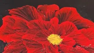 Easy Pull String Flower For Beginners || Thread Painting || Pour Painting || Fluid Acrylic Painting