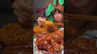 Watch the big tree immerse itself in eating fried chicken legs and eel turkey noodles! #shorts