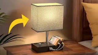 Fully Dimmable Table Lamp for Bedroom with USB C Ports