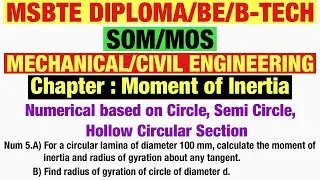 Numerical 05: Circle based | Moment of inertia | SOM/MOS | msbte diploma