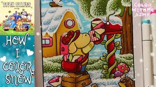 Color with me ASMR 🩵❄️ Snow Christmas coloring | Cozy Cuties by Coco Wyo ft Ohuhu Markers ❣️