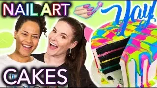 HELP Nail Artist In the Kitchen | Nail Art Designs on Cakes ft. How To Cake It
