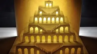3d Tower of Babel/Pop up Tower of Babel card/Kirigami/paper Art