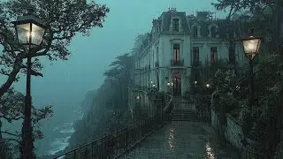 Rainy Gothic Mansion at the Cliff 🕯️ Dark Academia Ambience for Study, Focus & Deep Thoughts
