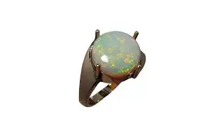 Unique 3.2ct Round Opal Ring in 14k Gold &ndash; Asymmetrical Minimalist Design - 8808 | FlashOpal