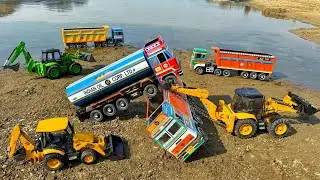 JCB 5CX Loading Mud BharatBenz Truck Swaraj Tractor Pickup Tipper? Jcb Ki Khudai | Tractor cartoon