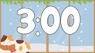 3 Minute Cozy Winter Cat Timer (Warm Harp Alarm at End, No Music)