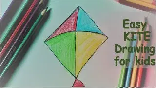 Kite Drawing  || Easy Kite Drawing and coloring for kids || Step by step Kite Drawing