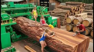 Inside the giant lumber mill, oak wood is transformed into wine barrels