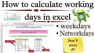 ||🔥How to Calculate Working days Between Two Dates in Excel||🔥{Exclude Weekdays}||👍