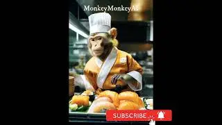 Monkey And Chef #monkey #funnyanimals #monyet #ai #cuteanimals #viralvideo #fyp #shorts #chef #sushi