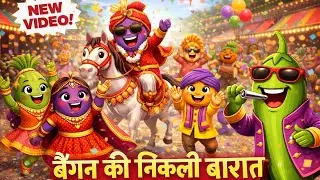 बैंगन की निकली बारात 🥁🥕 | Funny Vegetable Wedding Song | Hindi Kids Poem | Aloo ki Barat