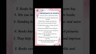 10 lines on importance of books in Engish/speech on importance of books/reading day speech/books
