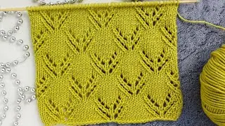 Ажурный узор на лицевой глади 🏵 /Схема узора/ Openwork pattern