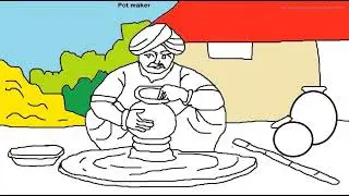 easy way draw and colour Pot maker drawing