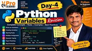 Day-4 | Python Variables Revision | Complete Guide with Examples | Python for Beginners